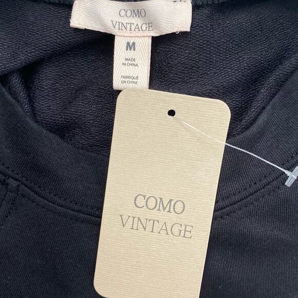 NWT COMO VINTAGE Black Puff Short Sleeve Pocketed T Shirt Mini Dress Size Medium - Picture 6 of 7